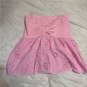 Pink Floral Knit Women's Tube Top